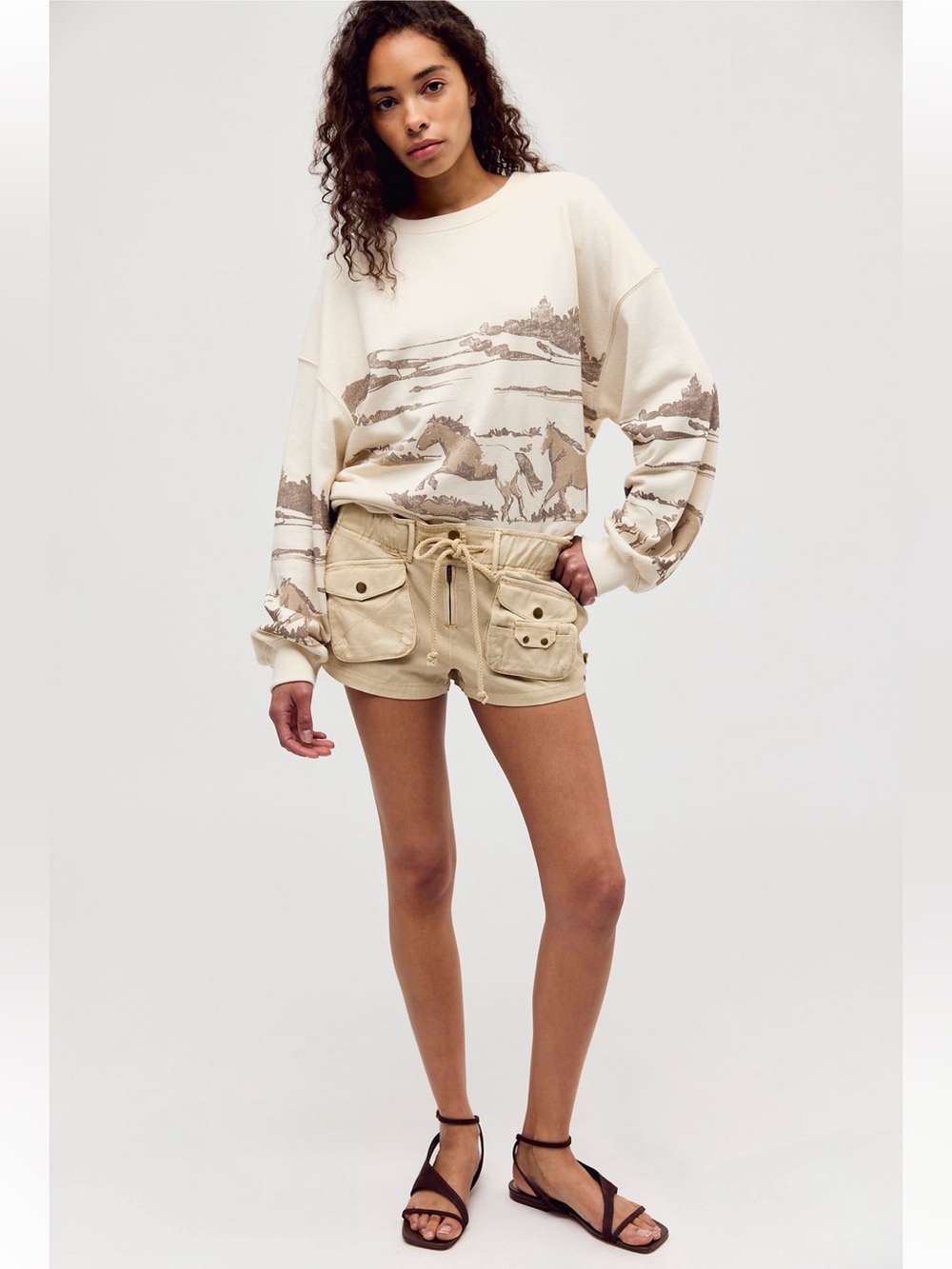 Free People Funning Horses Oversized Crewneck